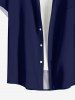 Solid Print Hawaii Button Pocket Shirt For Men - Bleu Marine 5XL