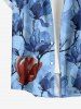 Flower Branch Print Hawaii Button Pocket Shirt For Men -  