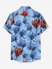 Flower Branch Print Hawaii Button Pocket Shirt For Men -  