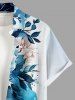 Flower Leaf Painting Splatter Print Buttons Pocket Hawaii Shirt For Men -  