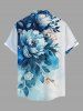 Flower Leaf Painting Splatter Print Buttons Pocket Hawaii Shirt For Men -  
