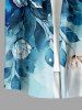 Flower Leaf Painting Splatter Print Buttons Pocket Hawaii Shirt For Men -  