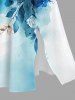 Plus Size Flower Leaf Painting Splatter Print Split Hawaii Midi Dress -  