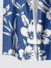 Hibiscus Flower Tropical Leaf Print Buttons Pocket Hawaii Shirt For Men -  