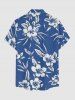 Hibiscus Flower Tropical Leaf Print Buttons Pocket Hawaii Shirt For Men -  
