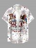 Patriotic American Flag Bell Eagle Fireworks Print Buttons Pocket Shirt For Men -  