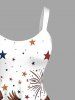 Patriotic American Flag Bell Eagle Fireworks Print Tank Dress -  