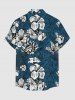 Flowers Leaf Print Buttons Pocket Hawaii Shirt For Men -  
