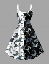 Sharks Colorblock Print Hawaii Tank Dress - Noir M