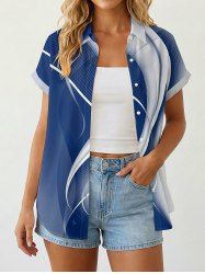 Women's Ombre Curve Print Hawaii Button Shirt -  