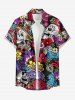 Ethnic Skulls Flower Print Plus Size Matching Hawaii Beach Outfit For Couples - Noir 