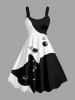 Two Tone Cat Print Plus Size Matching Outfit For Couples -  