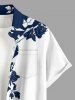 Rose Flower Colorblock Print Buttons Pocket Hawaii Shirt For Men -  