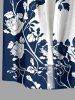Rose Flower Colorblock Print Buttons Pocket Hawaii Shirt For Men -  
