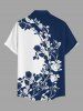 Rose Flower Colorblock Print Buttons Pocket Hawaii Shirt For Men -  