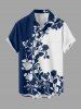 Rose Flower Colorblock Print Buttons Pocket Hawaii Shirt For Men -  