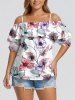 Flower Leaf Branch Print Plus Size Matching Hawaii Beach Outfit For Couples -  