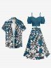 Flowers Leaf Print Matching Hawaii Beach Outfit For Couples - Paon Bleu 