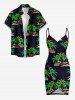 Coconut Tree Hibiscus Flower Print Matching Hawaii Beach Outfit For Couples - Concorde 