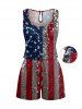 Matching Shirt and Romper Plus Size Outfit Glitter Sequins Patriotic American Flag Print For Couples -  