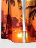 Coconut Tree Sun Cloud Print Plus Size Matching Hawaii Beach Outfit For Couples - Orange Foncé 