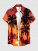 Coconut Tree Sun Cloud Print Plus Size Matching Hawaii Beach Outfit For Couples - Orange Foncé 