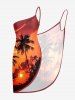 Coconut Tree Sun Cloud Print Plus Size Matching Hawaii Beach Outfit For Couples - Orange Foncé 