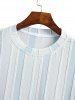 Men's Casual Jacquard Striped Textured Short Sleeves Pullover T-Shirt And Drawstring Shorts Set -  