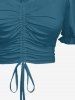 Cinched Ruched Ruffles Cold Shoulder Cami Top -  