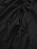 Plus Size Cinched Ruched Ruffles Cold Shoulder Puff Sleeve Textured A Line Vintage Dress -  