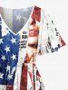 Patriotic American Flag Newspaper Print Split Pocket A Line Midi Dress -  