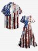 Patriotic American Flag Newspaper Print Split Pocket A Line Midi Dress -  