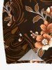 Flower Leaf Spiral Curve Print Hawaii Convertible Beach Cover Up -  