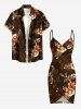 Flower Leaf Spiral Curve Print Hawaii Convertible Beach Cover Up -  