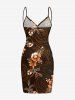 Flower Leaf Spiral Curve Print Hawaii Convertible Beach Cover Up -  