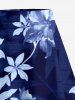 Flower Leaf Branch Print Hawaii Split A Line Skirt - Bleu profond 6X