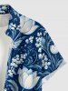 Flower Leaf Branch Print Hawaii Button Pocket Shirt For Men -  