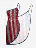 Glitter Sequins Patriotic American Flag Print Convertible Beach Cover Up -  