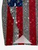 Glitter Sequins Patriotic American Flag Print Convertible Beach Cover Up -  