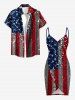 Glitter Sequins Patriotic American Flag Print Convertible Beach Cover Up -  