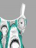 Plus Size Shark Print Hawaii A Line Dress - Émeraude 6X