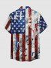 Patriotic American Flag Newspaper Print Button Pocket Shirt For Men -  