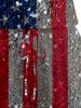 Glitter Sequins Patriotic American Flag Print Drawstring Pocket Romper -  