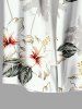 Men's Plus Size Coconut Tree Hibiscus Flower Leaf Print Hawaii Button Pocket Shirt -  