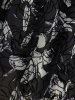 Plus Size Flower Print Flocking Lace Up A Line Dress - Noir 4X | US 26-28