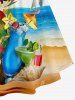 Tropical Leaf Flower Parrot Flamingo Sea Print Hawaii Ruched Crisscross A Line Dress -  