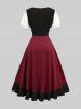 Plus Size Grommets Lace Up Ruffles Puff Sleeves Dress -  