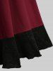 Plus Size Grommets Lace Up Ruffles Puff Sleeves Dress -  