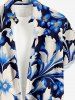 Flowers Leaf Print Buttons Pocket Hawaii Shirt For Men - Bleu profond M