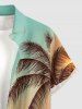 Coconut Tree Ombre Print Buttons Pocket Hawaii Shirt For Men - Turquoise XL